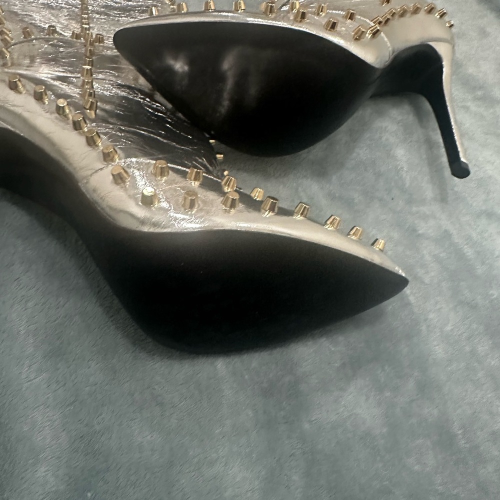 Jennifer Le Silver and Gold Studded Thigh-High Boots - Picture 2 of 3